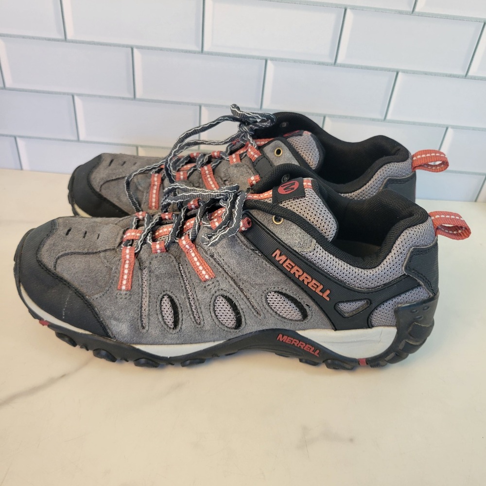 MERRELL CrossLander Vent Hiking Shoes Sz 10 Gray Suede Mesh Low Trail Sneakers